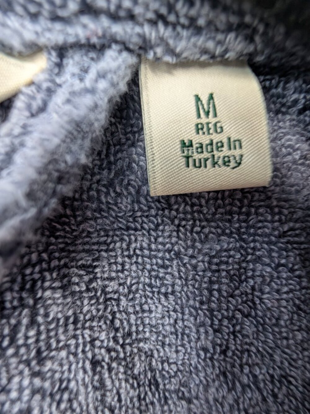 VTG LL Bean Robe Bathrobe Womens Sz M Blue Cotton Terry Shawl Collar Belt Pocket - Picture 3 of 9